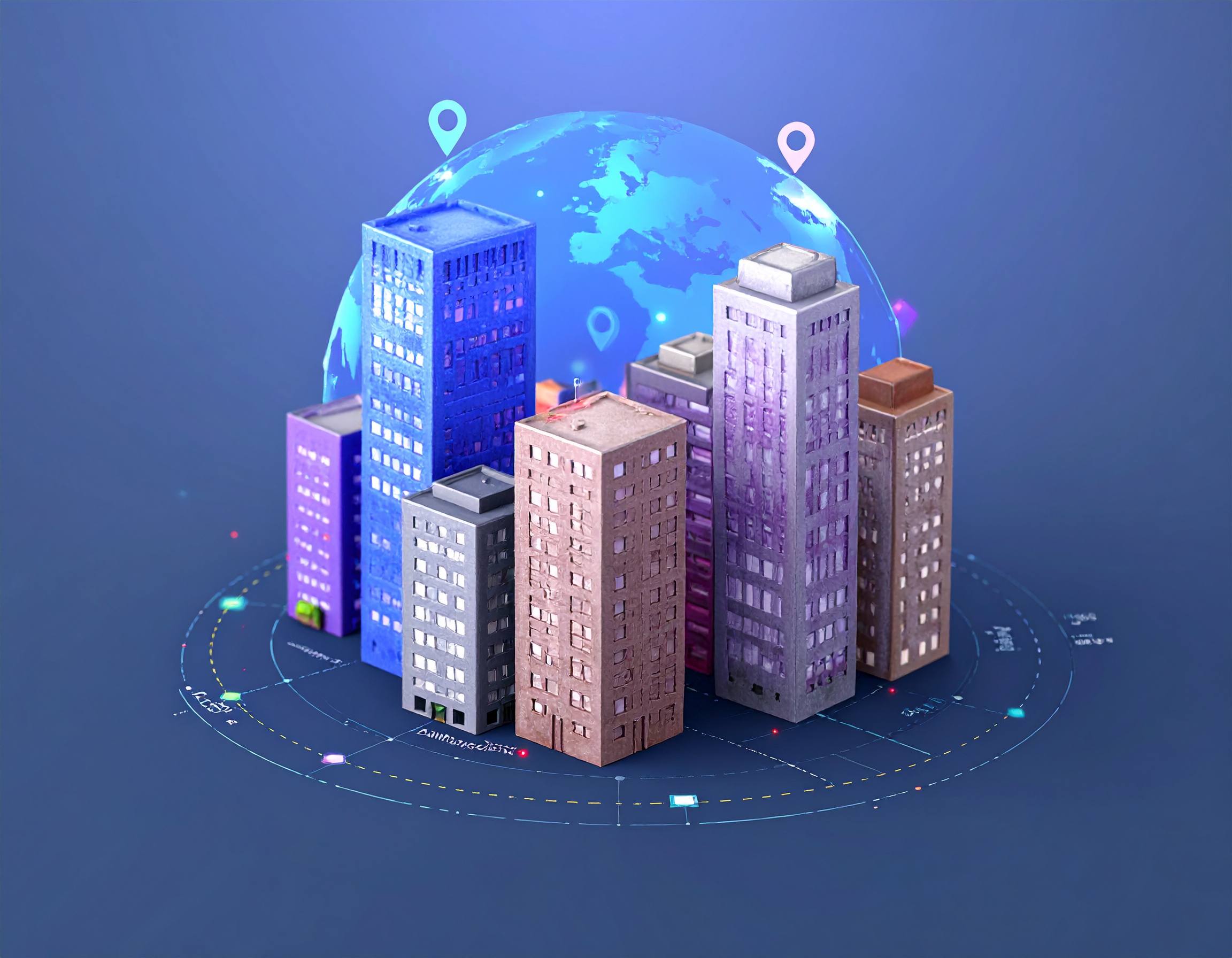 Firefly Create A Birds Eye View Of A Digital City Where Each Building Represents Different B 703121