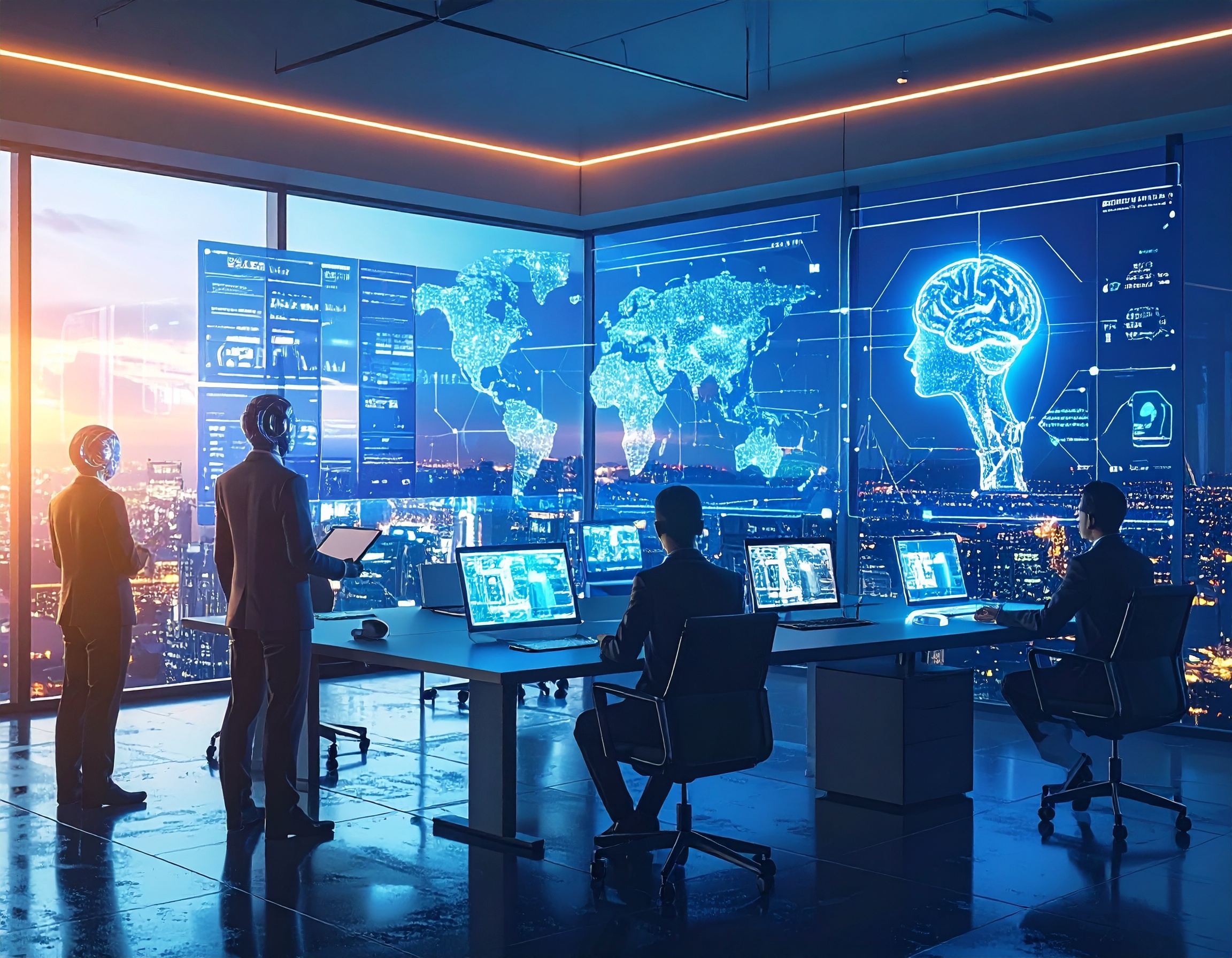 firefly design a futuristic office environment with transparent screens displaying self optim 666657.jpg